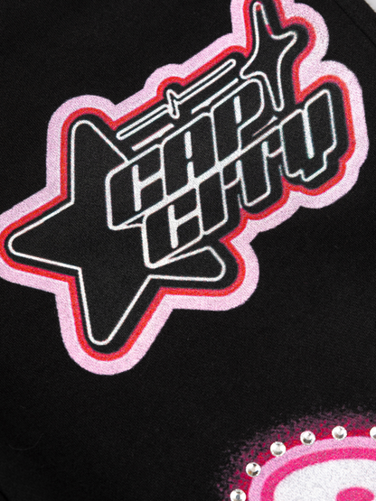 CAP CITY X SHORELINE MAFIA BLACK/PINK AIR BRUSH PANTS W/ RHINESTONES - UNISEX