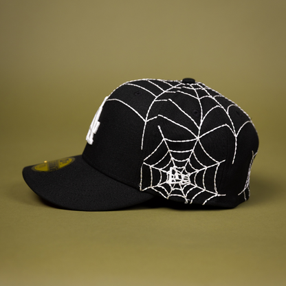NEW ERA EXCLUSIVE 59FIFTY BLACK LOS ANGELES DODGERS W/ SPIDER WEB + WORLD SERIES CHAMPIONS SIDE PATCH