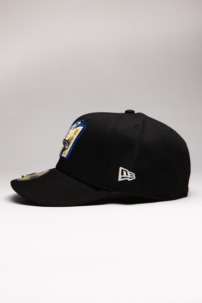 NEW ERA EXCLUSIVE 59FIFTY BLACK ANAHEIM ANGELS W/ 50TH ANNIVERSARY SIDE PATCH