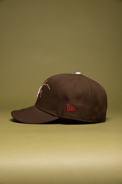 NEW ERA EXCLUSIVE 59FIFTY BROWN LOS ANGELES DODGERS W/ EMBROIDERY + JACKIE ROBINSON SIDE PATCH
