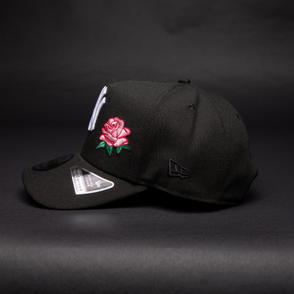 NEW ERA 9FIFTY A-FRAME BLACK NEW YORK YANKEES SNAPBACK W/ PINK ROSE + SUBWAY SERIES SIDE PATCH