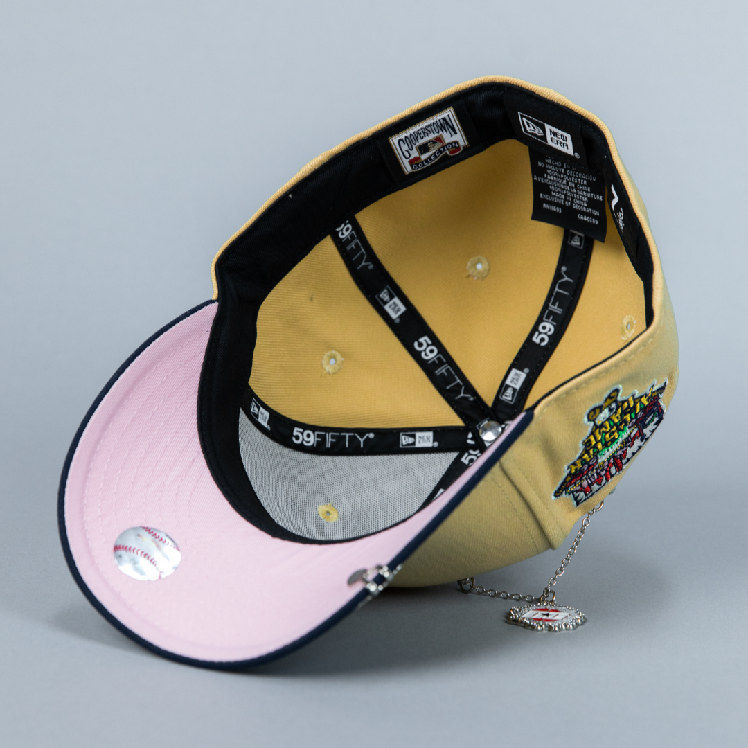 NEW ERA EXCLUSIVE 59FIFTY VEGAS GOLD/ NAVY PITTSBURGH PIRATES W/ ALL STAR GAME SIDE PATCH