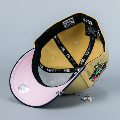 NEW ERA EXCLUSIVE 59FIFTY VEGAS GOLD/ NAVY PITTSBURGH PIRATES W/ ALL STAR GAME SIDE PATCH
