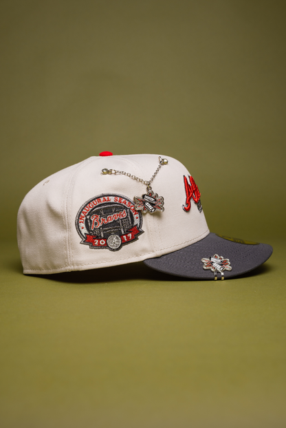 NEW ERA EXCLUSIVE 59FIFTY SMOKE GREY ATLANTA BRAVES W/ 2017 INAUGURAL SEASON SIDE PATCH