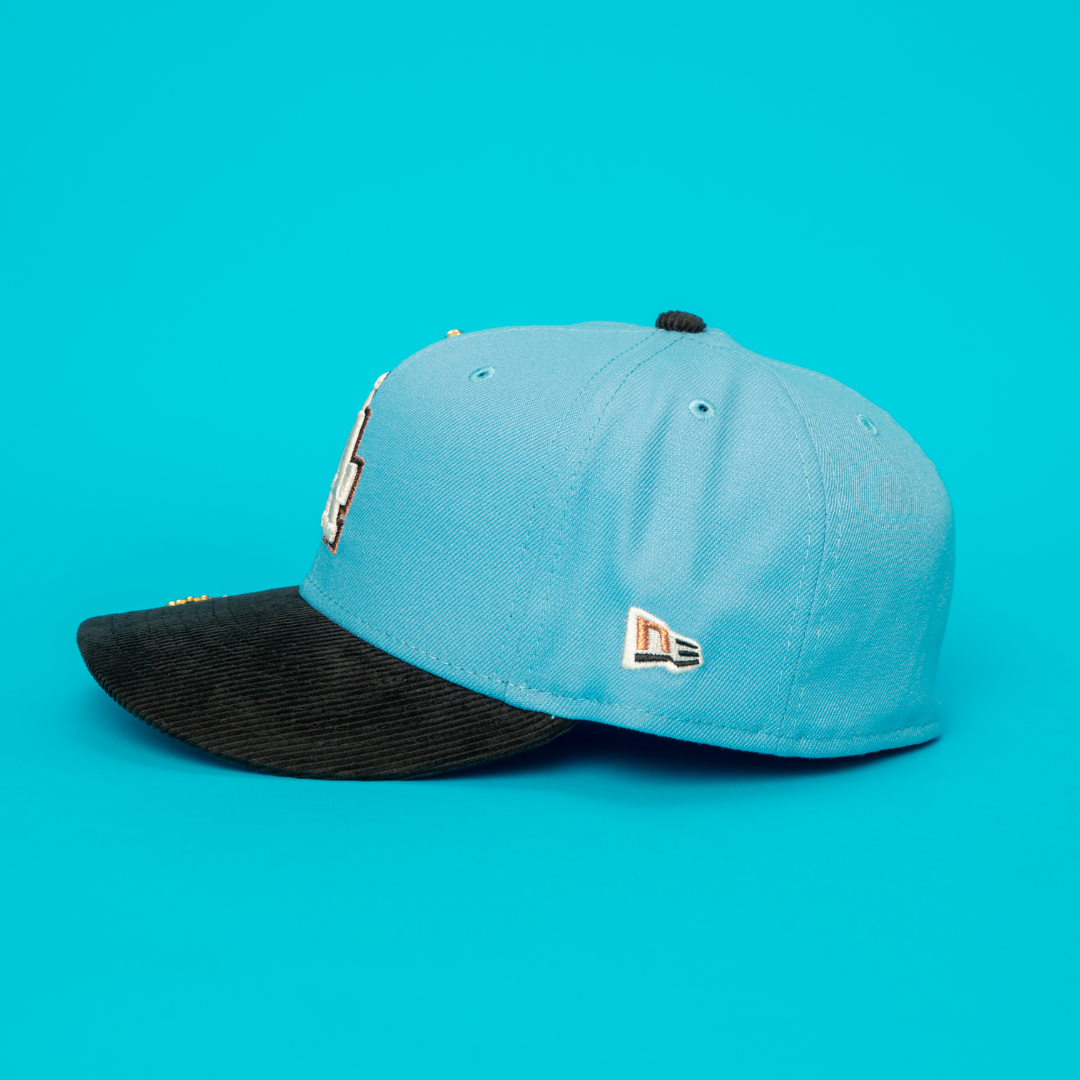NEW ERA EXCLUSIVE 59FIFTY ICY BLUE/CORDUROY LOS ANGELES DODGERS W/ 100TH ANNIVERSARY SIDE PATCH