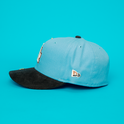 NEW ERA EXCLUSIVE 59FIFTY ICY BLUE/CORDUROY LOS ANGELES DODGERS W/ 100TH ANNIVERSARY SIDE PATCH