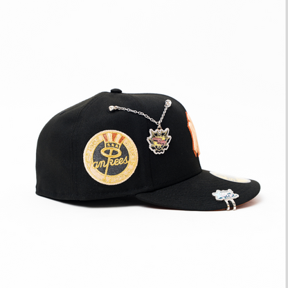NEW ERA EXCLUSIVE 59FIFTY BLACK NEW YORK YANKEES W/ WORLD SERIES SIDE PATCH