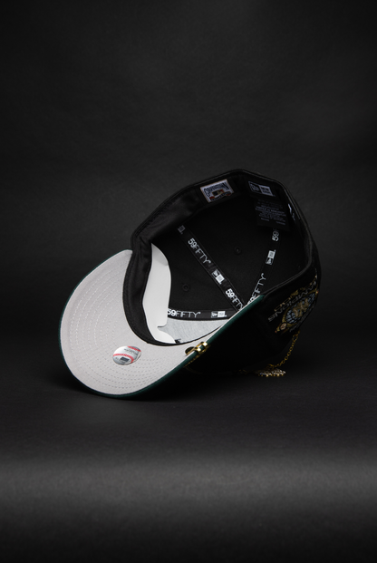 NEW ERA EXCLUSIVE 59FIFTY BLACK/FOREST GREEN NEW YORK YANKEES W/ WORLD SERIES CHAMPIONS SIDE PATCH