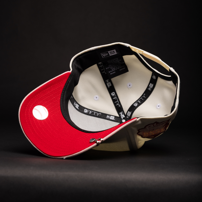 NEW ERA 9FIFTY A-FRAME CHROME/PINK ATLANTA BRAVES W/ ROSES + 1999 WORLD SERIES SIDE PATCH