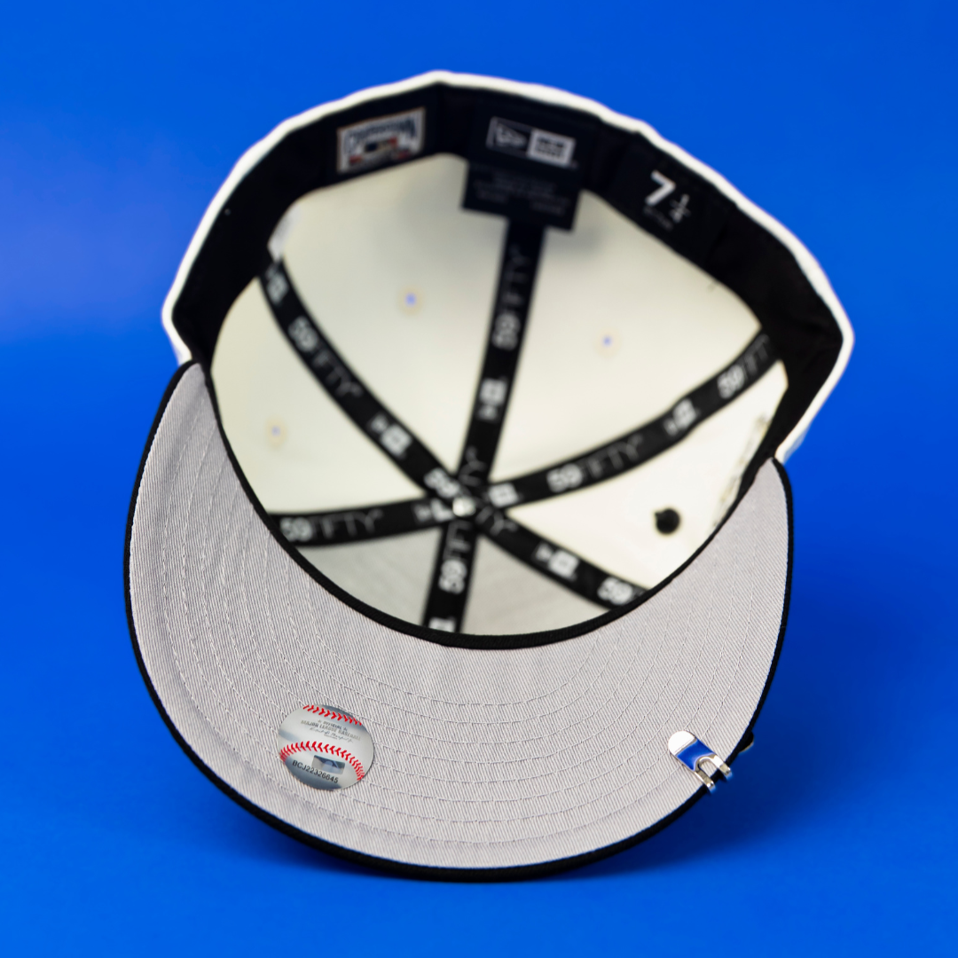 NEW ERA EXCLUSIVE 59FIFTY CHROME/ BLACK LOS ANGELES DODGERS W/ 40TH ANNIVERSARY SIDE PATCH