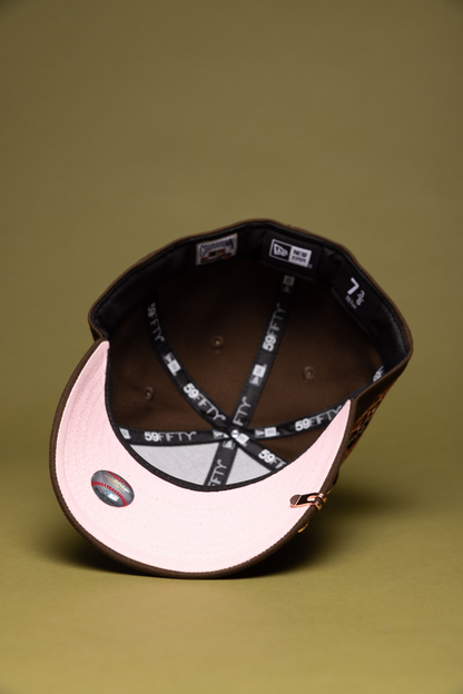 NEW ERA EXCLUSIVE 59FIFTY BROWN LOS ANGELES DODGERS W/ EMBROIDERY + JACKIE ROBINSON SIDE PATCH