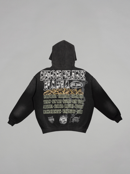 CAP CITY X SHORELINE MAFIA BLACK TANK ZIP UP HOODIE - UNISEX