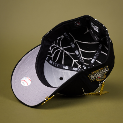 NEW ERA EXCLUSIVE 59FIFTY BLACK LOS ANGELES DODGERS W/ SPIDER WEB + 2024 WORLD SERIES SIDE PATCH