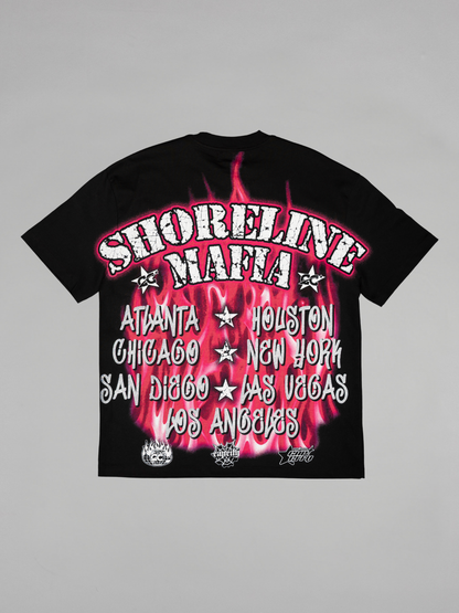 CAP CITY X SHORELINE MAFIA BLACK/PINK AIR BRUSH TEE - UNISEX