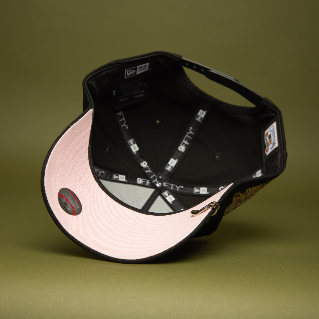 NEW ERA 9FIFTY A-FRAME BLACK ANAHEIM ANGELS SNAPBACK W/ 50TH ANNIVERSARY SIDE PATCH