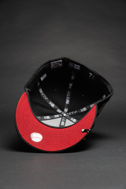 NEW ERA EXCLUSIVE 59FIFTY BLACK OAKLAND ATHLETICS W/ 25TH ANNIVERSARY SIDE PATCH