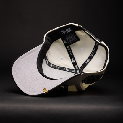 NEW ERA 9FIFTY A-FRAME CHROME/BLACK LOS ANGELES KINGS SCRIPT SNAPBACK W/ 25TH ANNIVERSARY SIDE PATCH