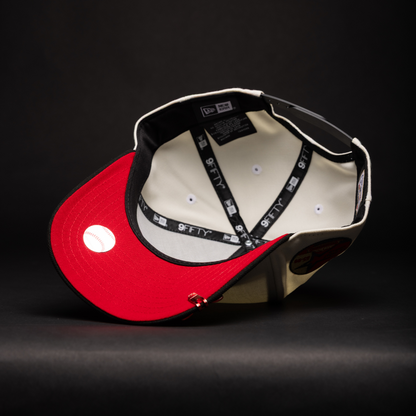 NEW ERA 9FIFTY A-FRAME CHROME/BLACK HOUSTON ASTROS SNAPBACK W/ RED ROSE + "35 GREAT YEARS" SIDE PATCH