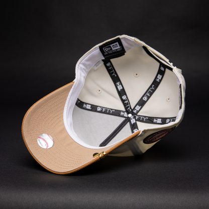NEW ERA 9FIFTY A-FRAME CHROME/ KHAKI HOUSTON ASTROS SNAPBACK W/ "CELEBRATING 45 YEARS" SIDE PATCH