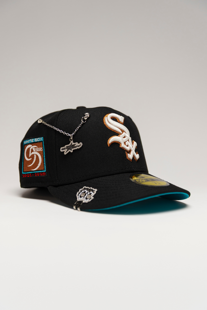 NEW ERA EXCLUSIVE 59FIFTY BLACK CHICAGO WHITE SOX W/ 95TH ANNIVERSARY SIDE PATCH