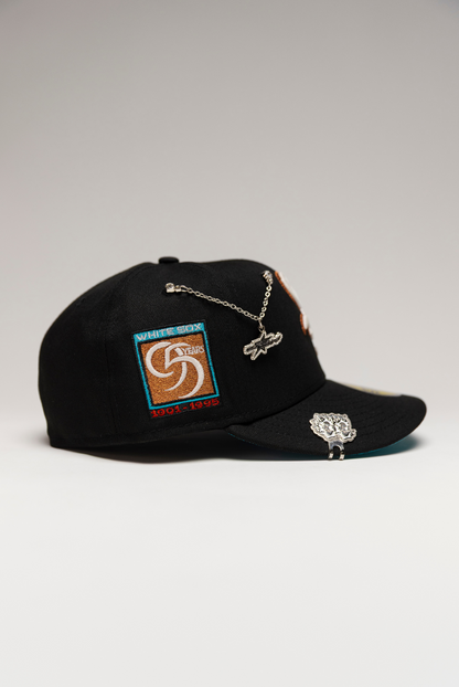 NEW ERA EXCLUSIVE 59FIFTY BLACK CHICAGO WHITE SOX W/ 95TH ANNIVERSARY SIDE PATCH