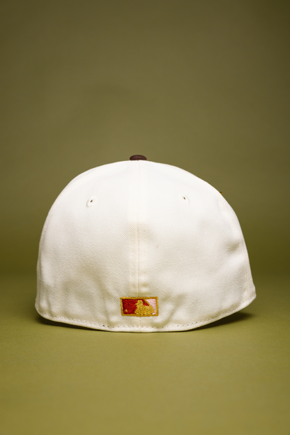 NEW ERA EXCLUSIVE 59FIFTY CHROME/BROWN SEATTLE MARINERS W/ ANNIVERSARY SIDE PATCH