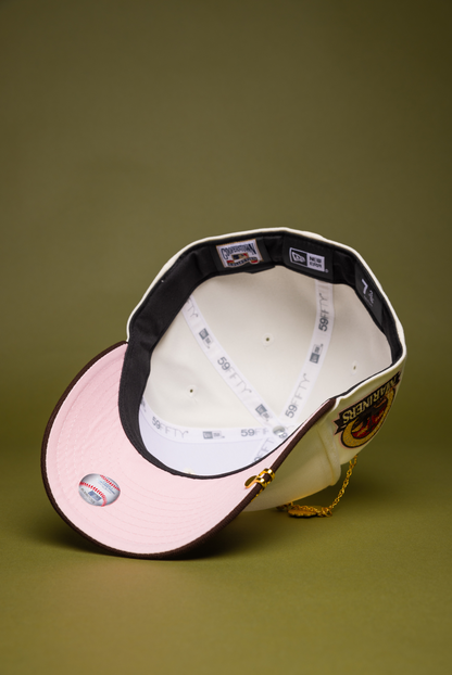 NEW ERA EXCLUSIVE 59FIFTY CHROME/BROWN SEATTLE MARINERS W/ ANNIVERSARY SIDE PATCH