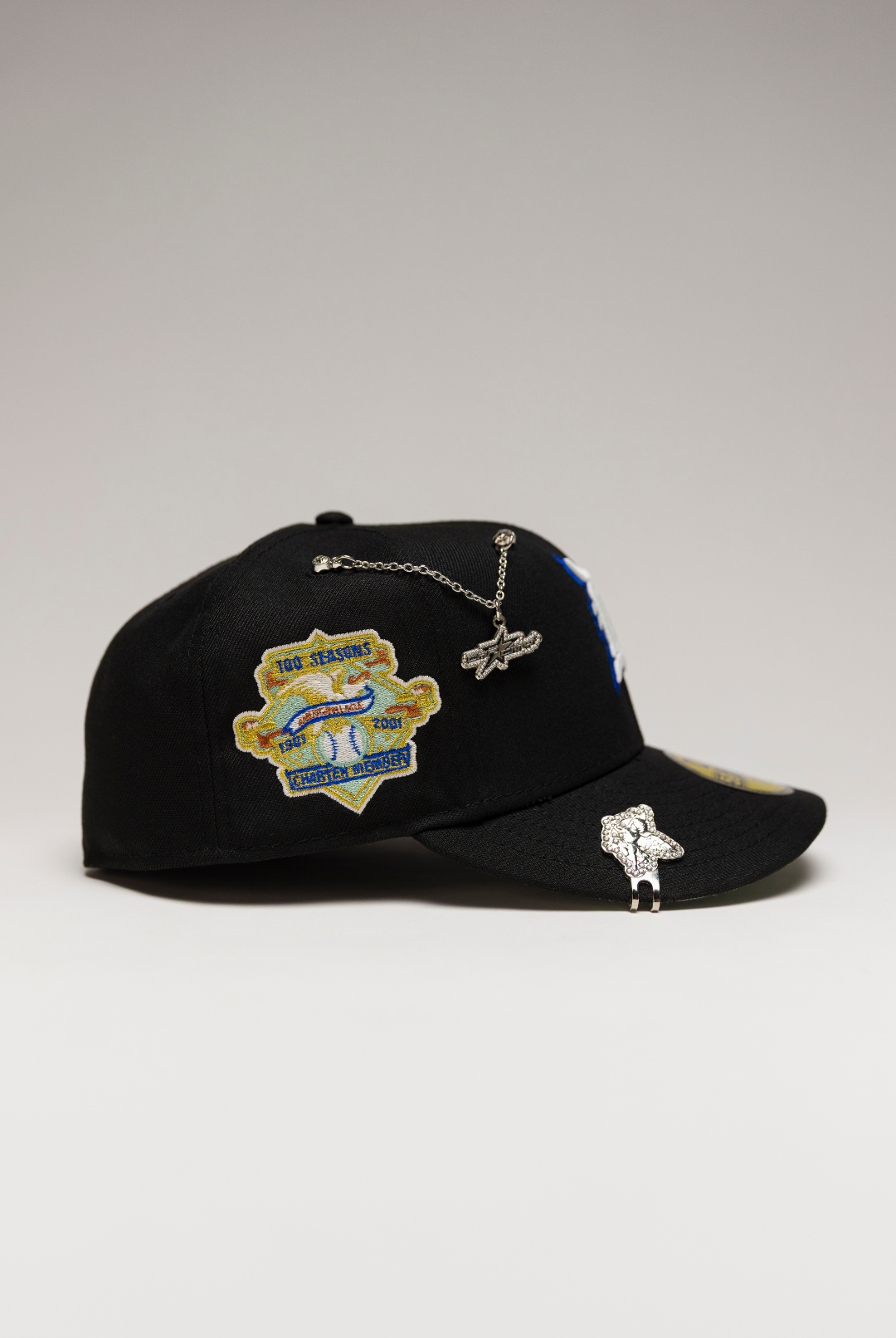 NEW ERA EXCLUSIVE 59FIFTY BLACK DETROIT TIGERS W/ 100TH SEASON SIDE PATCH