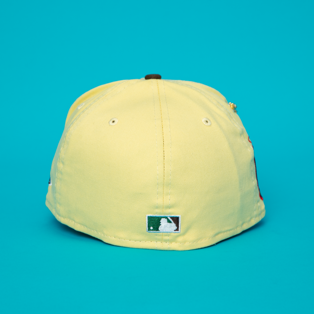 NEW ERA EXCLUSIVE 59FIFTY YELLOW/ FOREST GREEN LOS ANGELES DODGERS W/ 1999 ALL STAR GAME SIDE PATCH