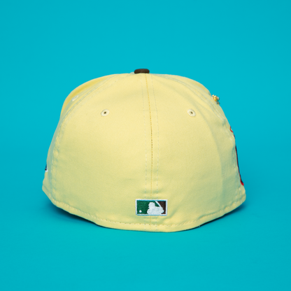 NEW ERA EXCLUSIVE 59FIFTY YELLOW/ FOREST GREEN LOS ANGELES DODGERS W/ 1999 ALL STAR GAME SIDE PATCH