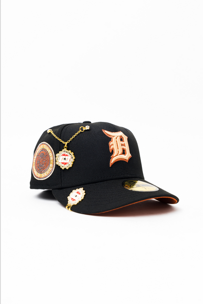 NEW ERA EXCLUSIVE 59FIFTY BLACK DETROIT TIGERS W/ WORLD SERIES SIDE PATCH