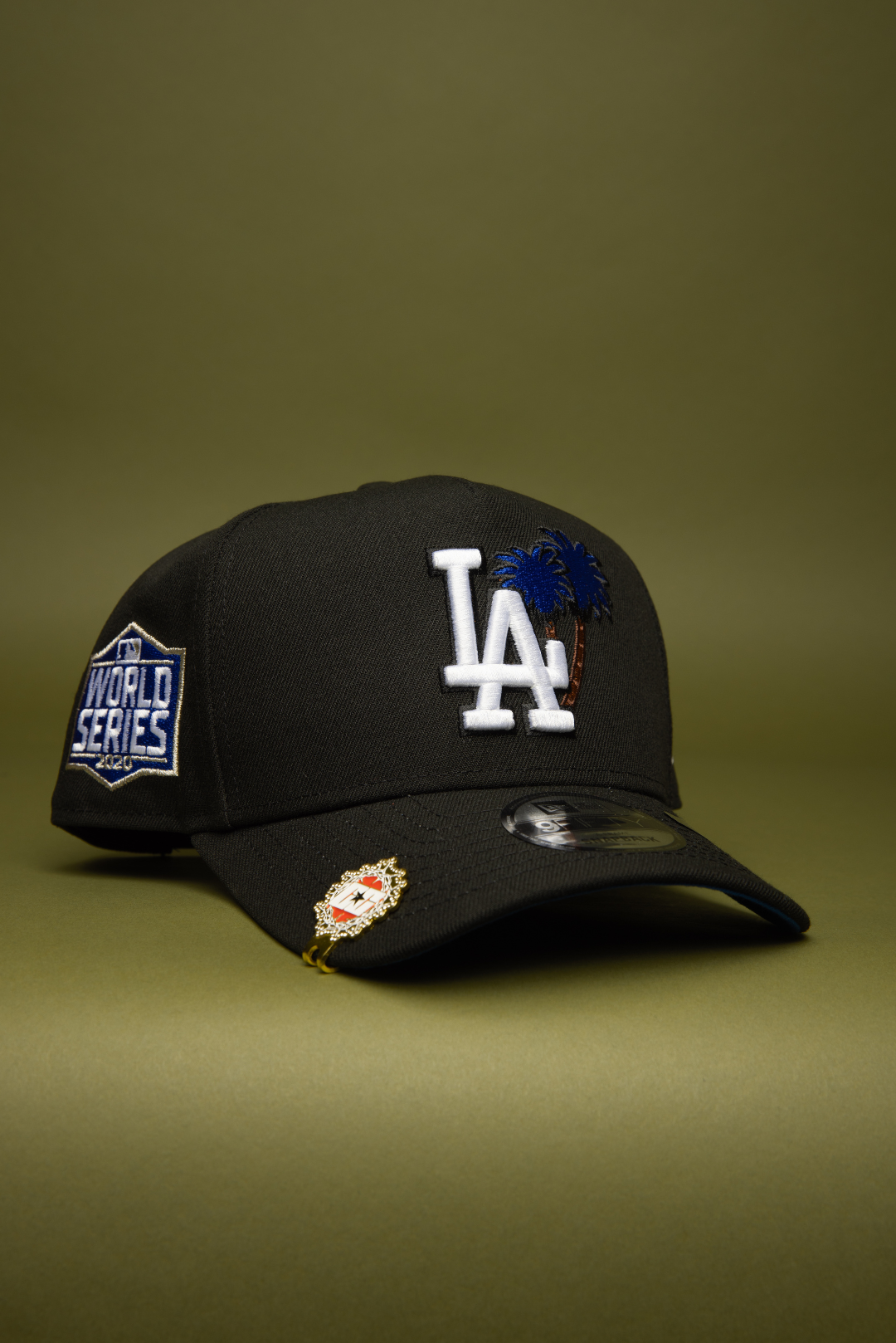 NEW ERA 9FIFTY A-FRAME BLACK LOS ANGELES DODGERS SNAPBACK W/ PALM TREES + 2020 WORLD SERIES SIDE PATCH