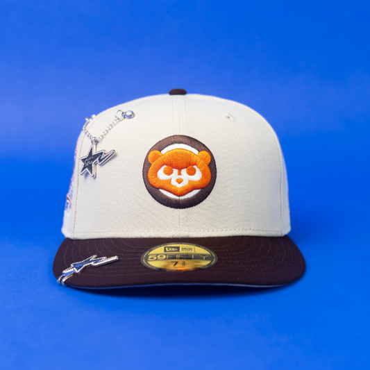 NEW ERA EXCLUSIVE 59FIFTY STONE GREY/ BROWN CHICAGO CUBS W/ 1990 ALL STAR GAME PATCH
