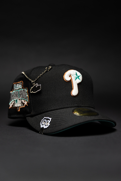 NEW ERA EXCLUSIVE 59FIFTY BLACK PHILADELPHIA PHILLIES W/ 1996 ALL STAR GAME SIDE PATCH