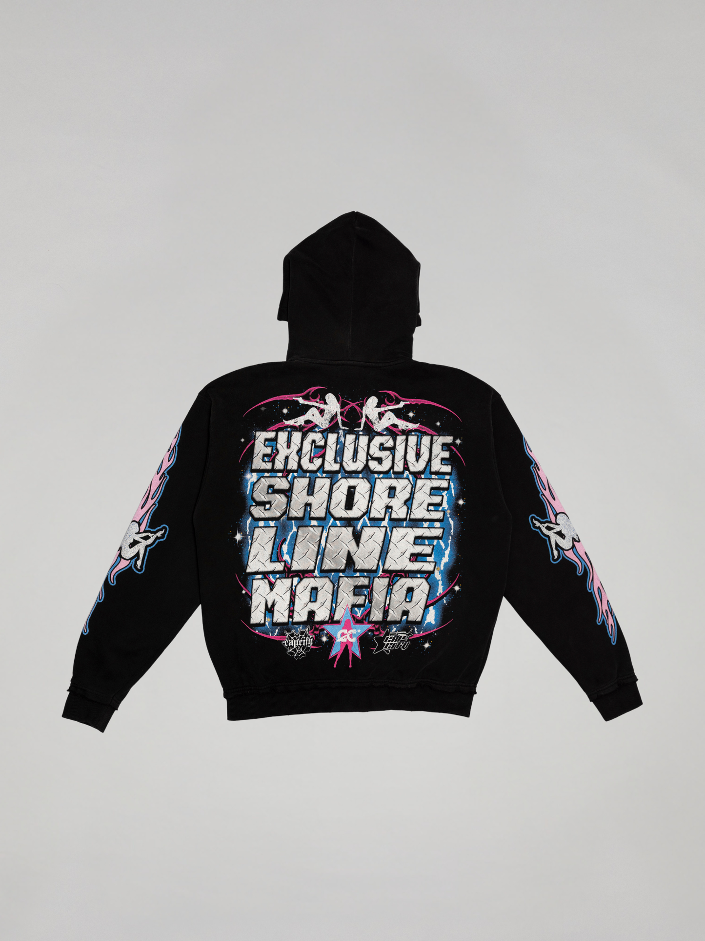 CAP CITY X SHORELINE MAFIA BLACK/COTTON CANDY MEMBERS ONLY ZIP UP HOODIE - UNISEX