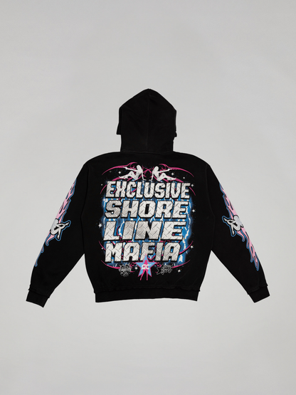 CAP CITY X SHORELINE MAFIA BLACK/COTTON CANDY MEMBERS ONLY ZIP UP HOODIE - UNISEX