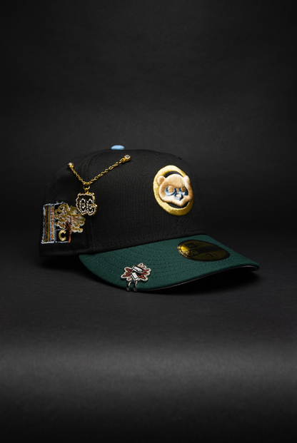 NEW ERA EXCLUSIVE 59FIFTY BLACK/ FOREST GREEN CHICAGO CUBS W/ TOKYO SERIES SIDE PATCH