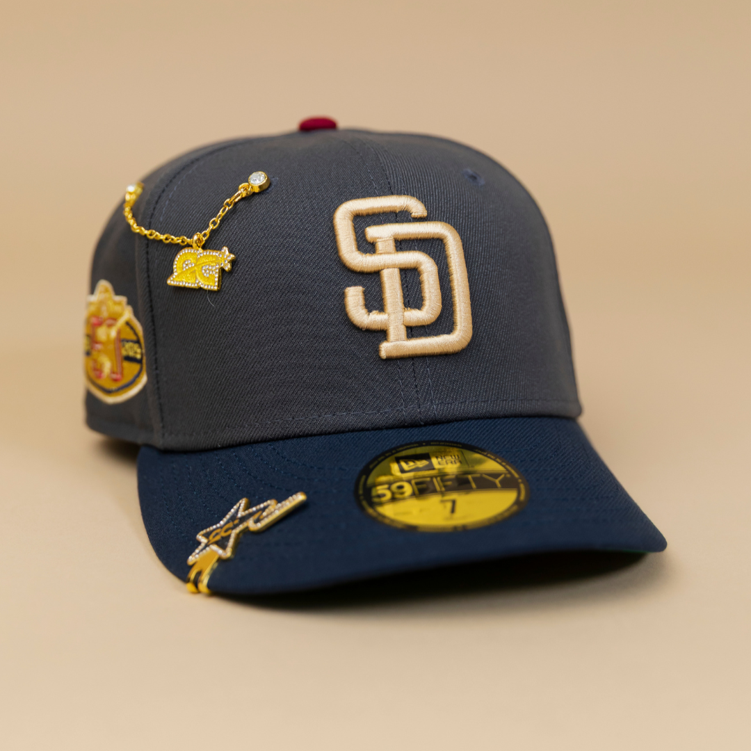 NEW ERA EXCLUSIVE 59FIFTY GREY/ NAVY SAN DIEGO PADRES W/ ALL STAR GAME SIDE PATCH