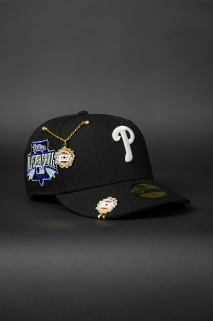 NEW ERA EXCLUSIVE 59FIFTY BLACK PHILADELPHIA PHILLIES W/ 1996 ALL STAR GAME SIDE PATCH
