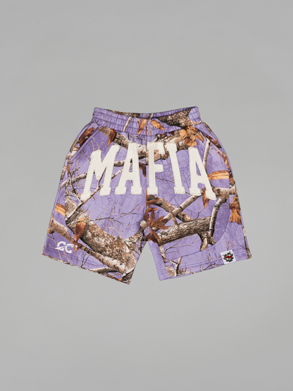 CAP CITY X SHORELINE MAFIA LAVENDER CAMO SHORTS - UNISEX