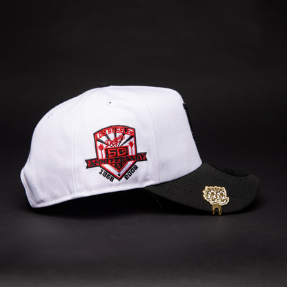 NEW ERA 9FIFTY A-FRAME PEARL WHITE LOS ANGELES DODGERS SNAPBACK W/ 50TH ANNIVERSARY SIDE PATCH