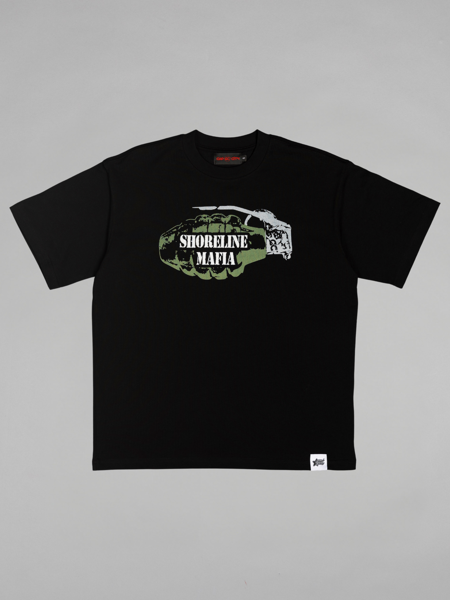 CAP CITY X SHORELINE MAFIA BLACK GRENADE "BACK IN BIDNESS" TEE - UNISEX
