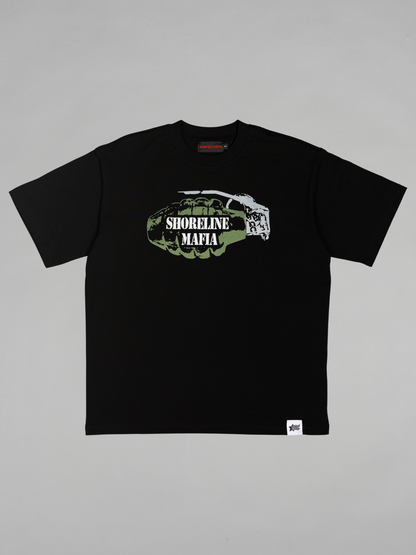CAP CITY X SHORELINE MAFIA BLACK GRENADE "BACK IN BIDNESS" TEE - UNISEX