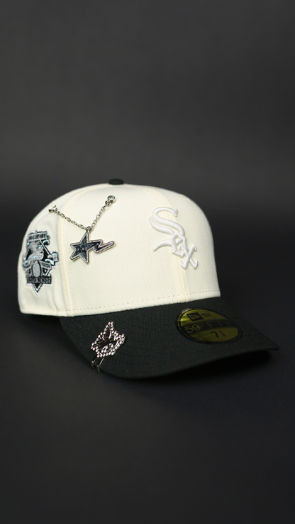 NEW ERA EXCLUSIVE 59FIFTY CHROME/ BLACK CHICAGO WHITE SOX W/ 100TH SEASON SIDE PATCH