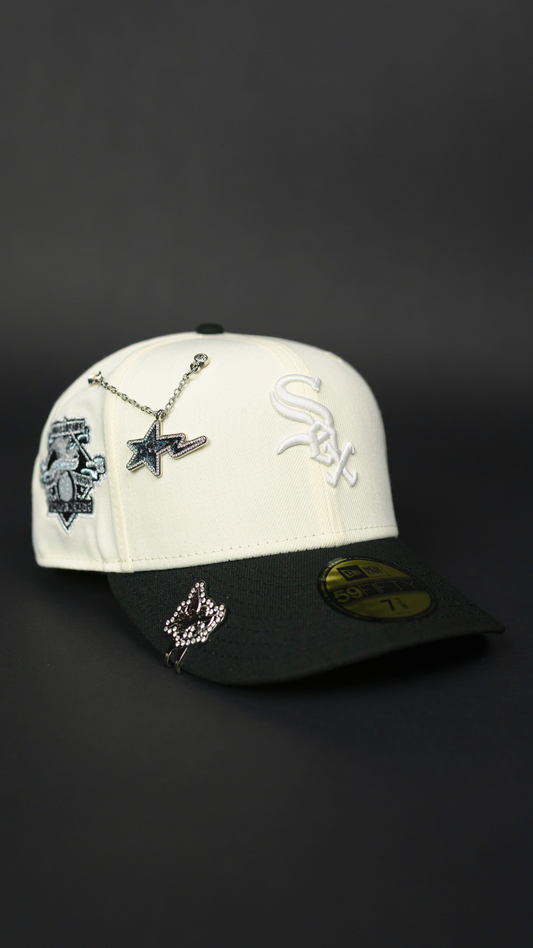 NEW ERA EXCLUSIVE 59FIFTY CHROME/ BLACK CHICAGO WHITE SOX W/ 100TH SEASON SIDE PATCH