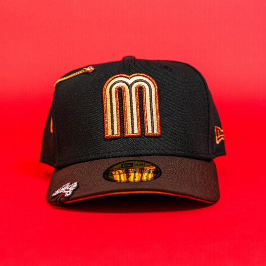 NEW ERA EXCLUSIVE 59FIFTY BLACK/ BROWN MEXICO 2025 WORLD BASEBALL CLASSIC TWO TONE
