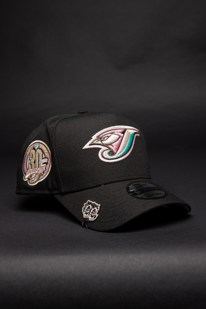 NEW ERA 9FIFTY A-FRAME BLACK TORONTO BLUE JAYS SNAPBACK W/ 30TH ANNIVERSARY SIDE PATCH