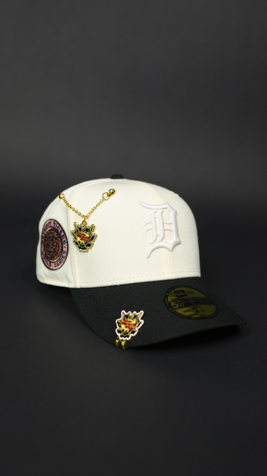 NEW ERA EXCLUSIVE 59FIFTY CHROME/ BLACK DETROIT TIGERS W/ WORLD SERIES SIDE PATCH