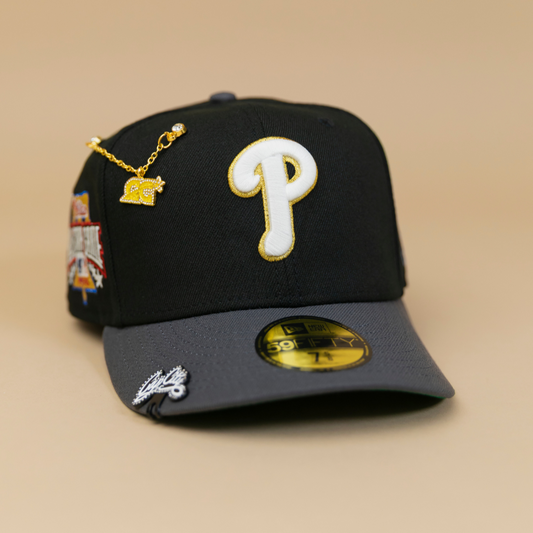 NEW ERA EXCLUSIVE 59FIFTY BLACK/ GREY PHILADELPHIA PHILLIES W/ 1996 ALL STAR GAME SIDE PATCH