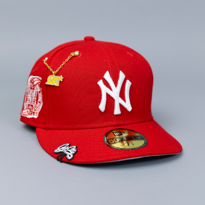 NEW ERA EXCLUSIVE 59FIFTY RED NEW YORK YANKEES W/ SUBWAY SERIES SIDE PATCH
